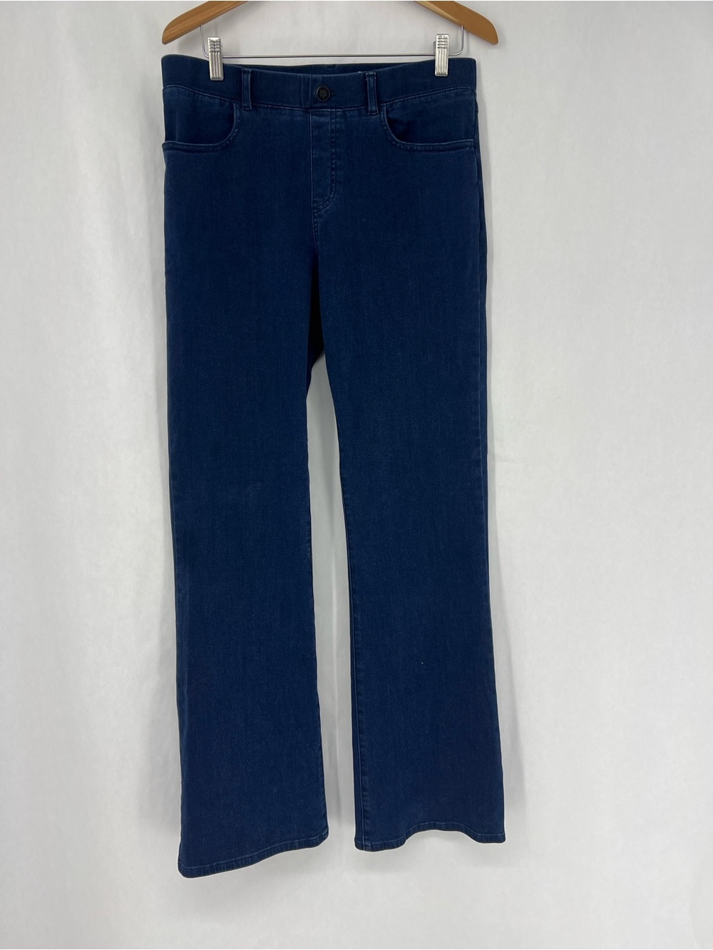 Betabrand Women's Dark Blue bootcut sweatpant yoga Jeans  L Long